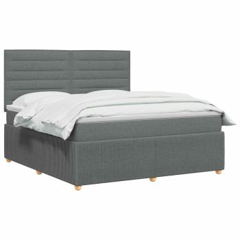 LED Boxspringbett mit Matratze Dunkelgrau 160 x 200 cm Stoff