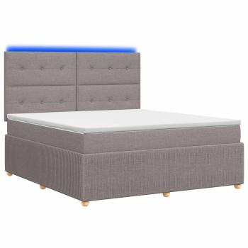 LED Boxspringbett mit Matratze Taupe 180 x 200 cm Stoff