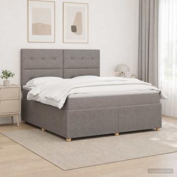 LED Boxspringbett mit Matratze Taupe 180 x 200 cm Stoff