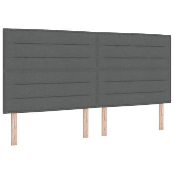 LED Boxspringbett mit Matratze Dunkelgrau 200 x 200 cm Stoff