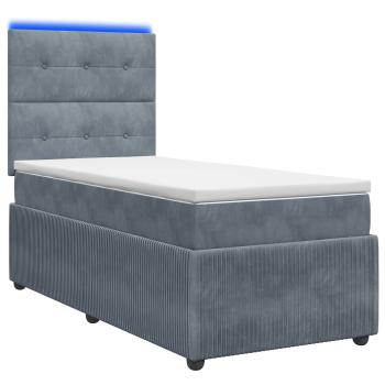 LED Boxspringbett mit Matratze Dunkelgrau 100 x 200 cm Samt