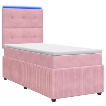 LED Boxspringbett mit Matratze Rosa 100 x 200 cm Samt
