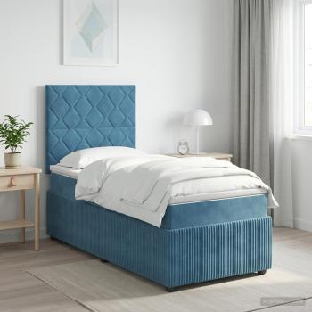ARDEBO.de - LED Boxspringbett mit Matratze Blau 100 x 200 cm Samt