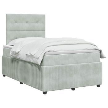 LED Boxspringbett mit Matratze Hellgrau 120 x 200 cm Samt