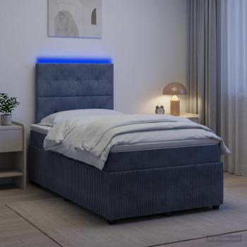 ARDEBO.de - LED Boxspringbett mit Matratze Dunkelgrau 120 x 200 cm Samt