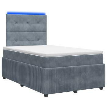 LED Boxspringbett mit Matratze Dunkelgrau 120 x 200 cm Samt