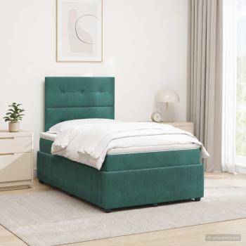 ARDEBO.de - LED Boxspringbett mit Matratze Dunkelgrün 120 x 200 cm Samt