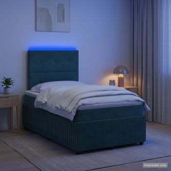 LED Boxspringbett mit Matratze Dunkelgrün 120 x 200 cm Samt