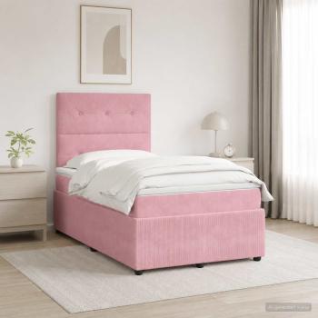 ARDEBO.de - LED Boxspringbett mit Matratze Rosa 120 x 200 cm Samt