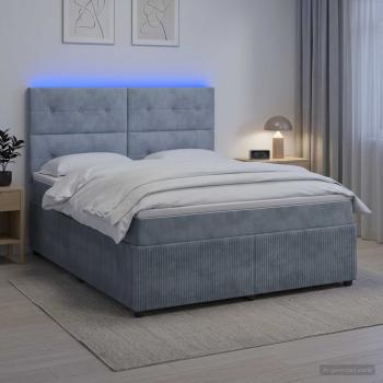 ARDEBO.de - LED Boxspringbett mit Matratze Dunkelgrau 160 x 200 cm Samt