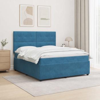 ARDEBO.de - LED Boxspringbett mit Matratze Blau 180 x 200 cm Samt