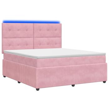 LED Boxspringbett mit Matratze Rosa 180 x 200 cm Samt
