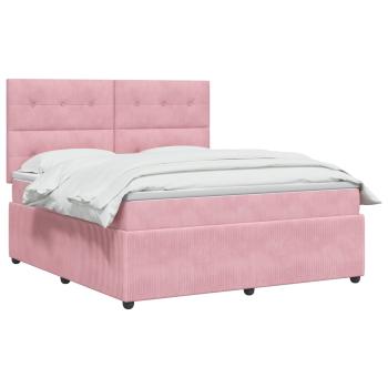 LED Boxspringbett mit Matratze Rosa 180 x 200 cm Samt