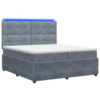 LED Boxspringbett mit Matratze Dunkelgrau 200 x 200 cm Samt