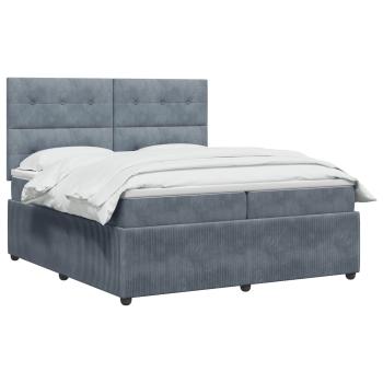 LED Boxspringbett mit Matratze Dunkelgrau 200 x 200 cm Samt