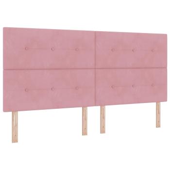 LED Boxspringbett mit Matratze Rosa 200 x 200 cm Samt