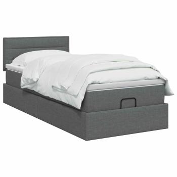 Ottoman Bett mit Matratze Dunkelgrau 80 x 200 cm Stoff