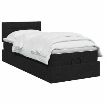 Ottoman Bett mit Matratze Schwarz 90 x 190 cm Stoff