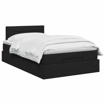 Ottoman Bett mit Matratze Schwarz 120 x 200 cm Stoff