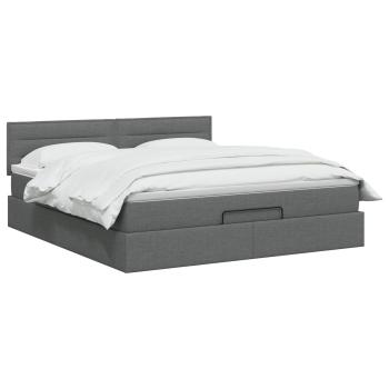 Ottoman Bett mit Matratze Dunkelgrau 160 x 200 cm Stoff