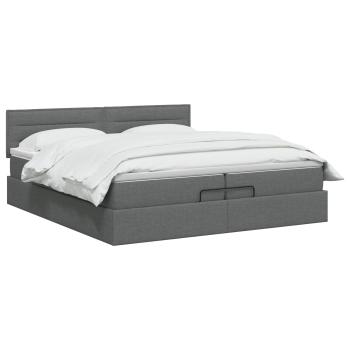 Ottoman Bett mit Matratze Dunkelgrau 200 x 200 cm Stoff