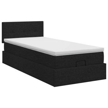 Ottoman Bett mit Matratze Schwarz 100 x 200 cm Stoff