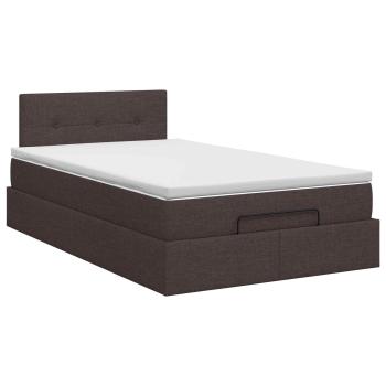 Ottoman Bett mit Matratze Dunkelbraun 120 x 190 cm Stoff