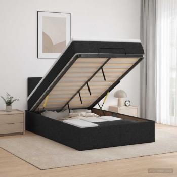 ARDEBO.de - Ottoman Bett mit Matratze Schwarz 120 x 200 cm Stoff