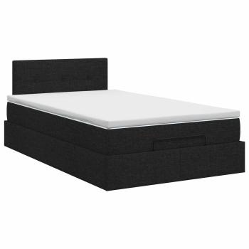 Ottoman Bett mit Matratze Schwarz 120 x 200 cm Stoff