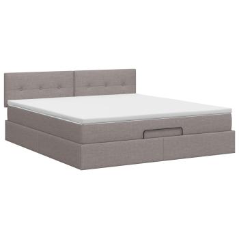 Ottoman Bett mit Matratze mit Kopfteil Taupe 140 x 190 cm Stoff