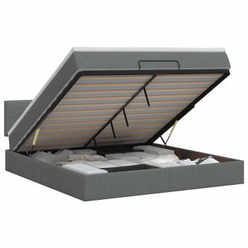 Ottoman Bett mit Matratze Dunkelgrau 160 x 200 cm Stoff