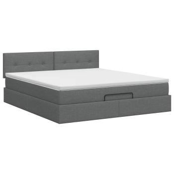 Ottoman Bett mit Matratze Dunkelgrau 160 x 200 cm Stoff