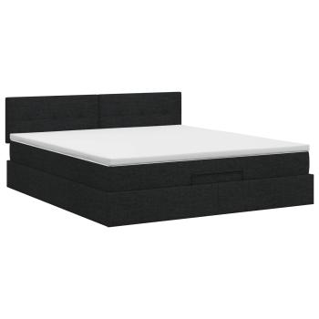 Ottoman Bett mit Matratze Schwarz 180 x 200 cm Stoff