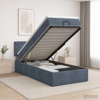 ARDEBO.de - Ottoman Bett mit Matratze Dunkelgrau 80 x 200 cm Samt