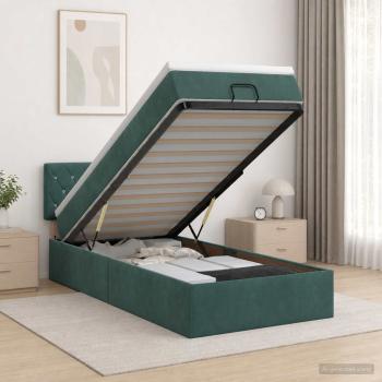 ARDEBO.de - Ottoman Bett mit Matratze Dunkelgrün 100 x 200 cm Samt