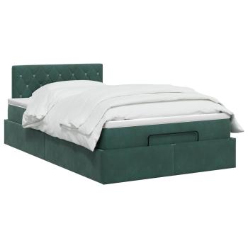 Ottoman Bett mit Matratze Dunkelgrün 120 x 200 cm Samt