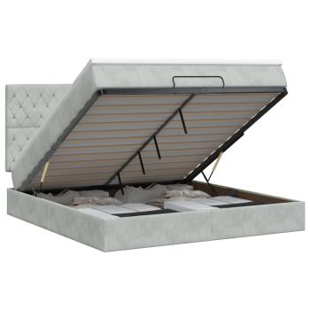 Ottoman Bett mit Matratze Hellgrau 140 x 190 cm Samt