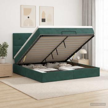 ARDEBO.de - Ottoman Bett mit Matratze Dunkelgrün 140 x 190 cm Samt