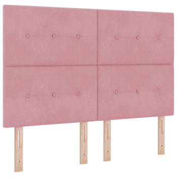 Ottoman Bett mit Matratze mit Kopfteil Rosa 140 x 200 cm Samt