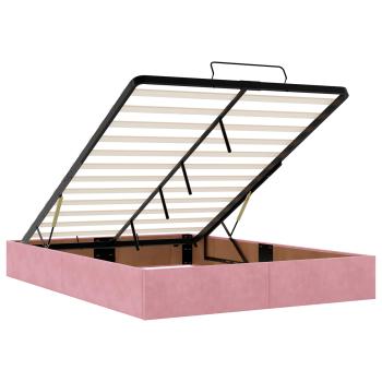 Ottoman Bett mit Matratze mit Kopfteil Rosa 140 x 200 cm Samt