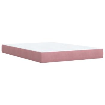 Ottoman Bett mit Matratze mit Kopfteil Rosa 140 x 200 cm Samt