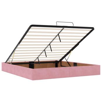 Ottoman Bett mit Matratze mit Kopfteil Rosa 180 x 200 cm Samt