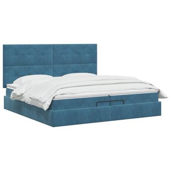 Ottoman Bett mit Matratze Dunkelblau 200 x 200 cm Samt
