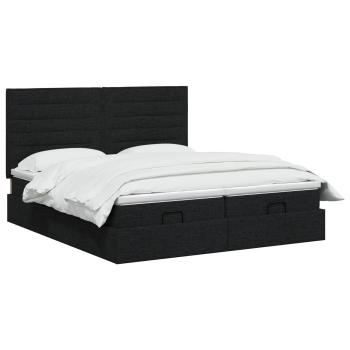 Ottoman Bett mit Matratze mit Kopfteil 2 stk. Schwarz Stoff