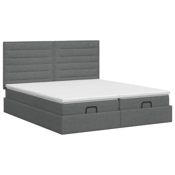 Ottoman Bett mit Matratze mit Kopfteil 2 stk. Dunkelgrau Stoff