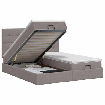 Ottoman Bett mit Matratze mit Kopfteil 2 Stk. Taupe Stoff