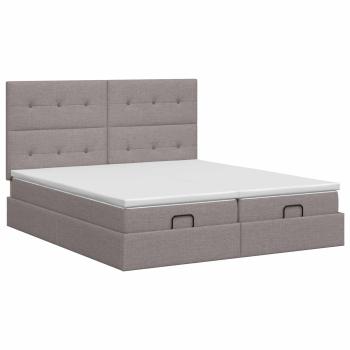 Ottoman Bett mit Matratze mit Kopfteil 2 Stk. Taupe Stoff