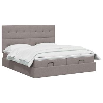 Ottoman Bett mit Matratze mit Kopfteil 2 Stk. Taupe Stoff