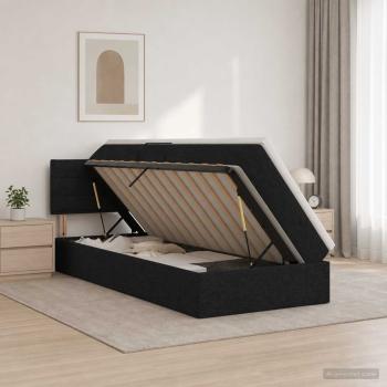 ARDEBO.de - Aufbewahrungsbett mit Matratze Schwarz 90 x 190 cm Samt