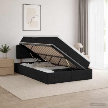 ARDEBO.de - Aufbewahrungsbett mit Matratze Schwarz 120 x 200 cm Samt